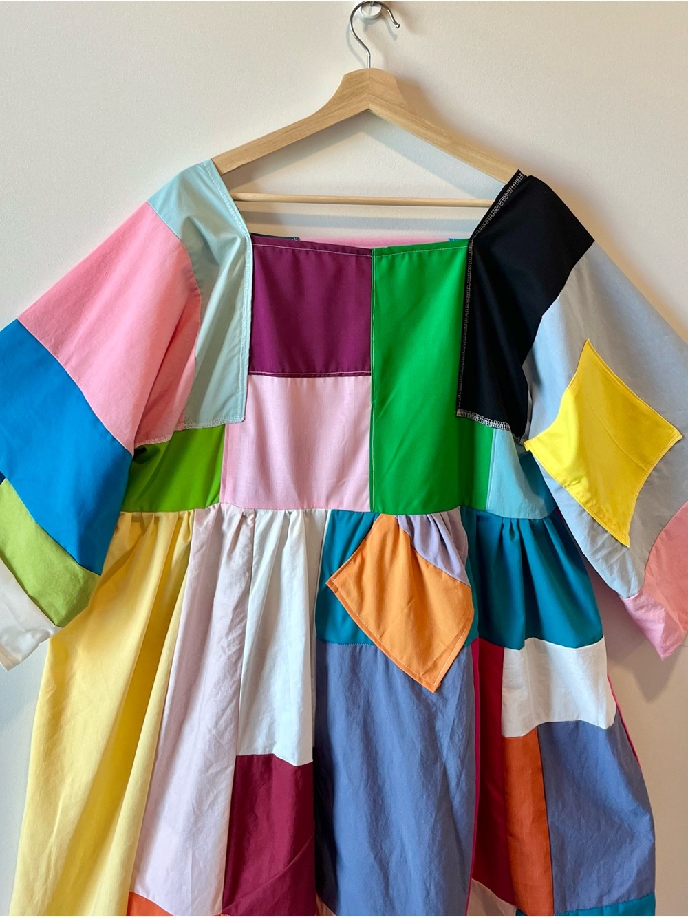 Handmade Quilted Patchwork Colorblock Dress SKU 05242 - Picture 10 of 16